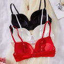 Set de 3 sujetadores de mujer con estampado navideno grueso, de encaje y parche de estilo simple y casual, comodos y elegantes