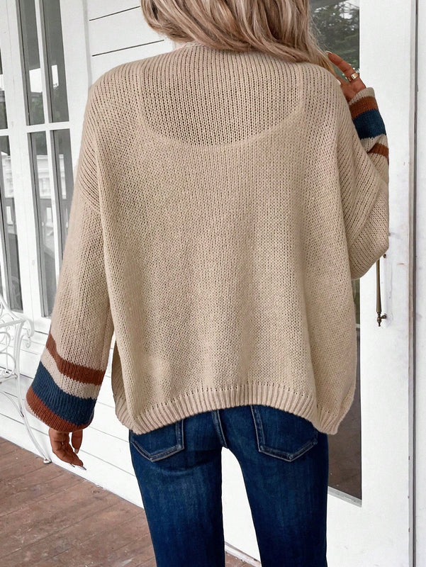 Emery rose cardigan de mujer de bloques de color con rayas, moda minimalista para uso casual diario