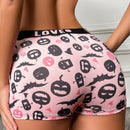Boxer shorts comodos con estampado de calavera linda y banda con letra