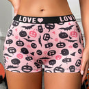 Boxer shorts comodos con estampado de calavera linda y banda con letra