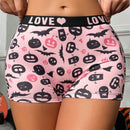 Boxer shorts comodos con estampado de calavera linda y banda con letra