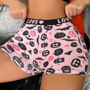 Boxer shorts comodos con estampado de calavera linda y banda con letra
