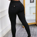 Pantalones basicos de uso diario de unicolor y sencillo con bolsillos utilitarios para mujer