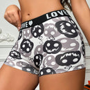Boxer shorts comodos con estampado de calavera linda y banda con letra