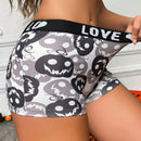 Boxer shorts comodos con estampado de calavera linda y banda con letra