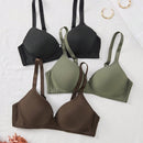 3 piezas sujetador inalambrico comodo de copa blanda, de colores, solido, ropa interior para mujer