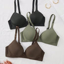 3 piezas sujetador inalambrico comodo de copa blanda, de colores, solido, ropa interior para mujer