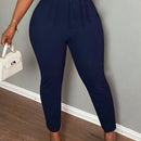 Slayr pantalones de trabajo para mujer de cintura alta, corte delgado y plisado tipo papel clip de color liso minimalista, para verano 2024