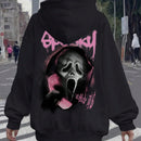 Ezwear sudadera informal tipo streetwear con lema, con corte holgado, estampado negro y rosa, para mujer, otono invierno