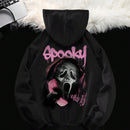 Ezwear sudadera informal tipo streetwear con lema, con corte holgado, estampado negro y rosa, para mujer, otono invierno