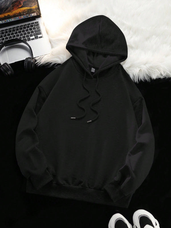 Ezwear sudadera informal tipo streetwear con lema, con corte holgado, estampado negro y rosa, para mujer, otono invierno