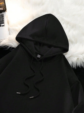 Ezwear sudadera informal tipo streetwear con lema, con corte holgado, estampado negro y rosa, para mujer, otono invierno