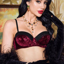 Pinupglam sujetador de estilo vintage elegante de palacio con encaje negro y rosa de terciopelo