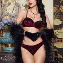 Pinupglam sujetador de estilo vintage elegante de palacio con encaje negro y rosa de terciopelo