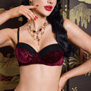 Pinupglam sujetador de estilo vintage elegante de palacio con encaje negro y rosa de terciopelo