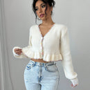 Raffinea blusa casual de manga larga con botones de unicolor, para uso diario