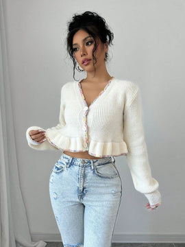 Raffinea blusa casual de manga larga con botones de unicolor, para uso diario