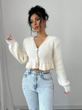 Raffinea blusa casual de manga larga con botones de unicolor, para uso diario