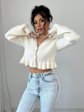 Raffinea blusa casual de manga larga con botones de unicolor, para uso diario