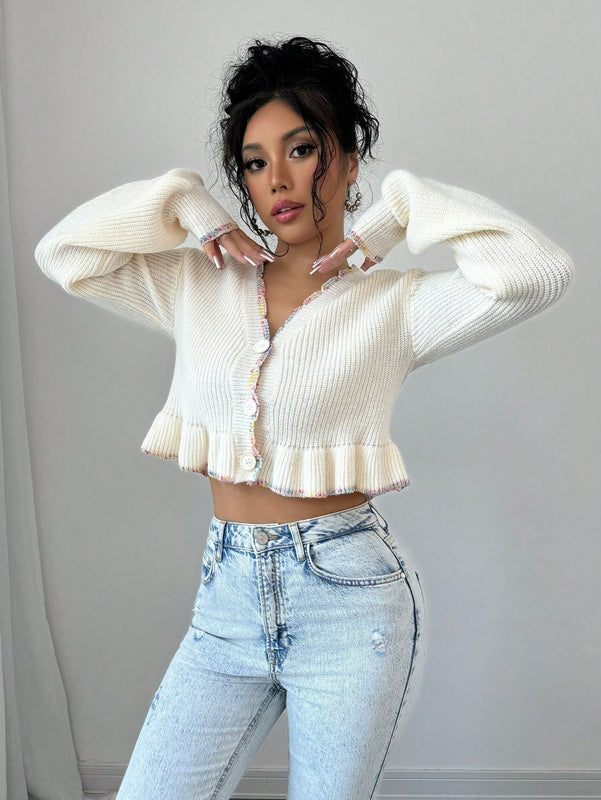 Raffinea blusa casual de manga larga con botones de unicolor, para uso diario