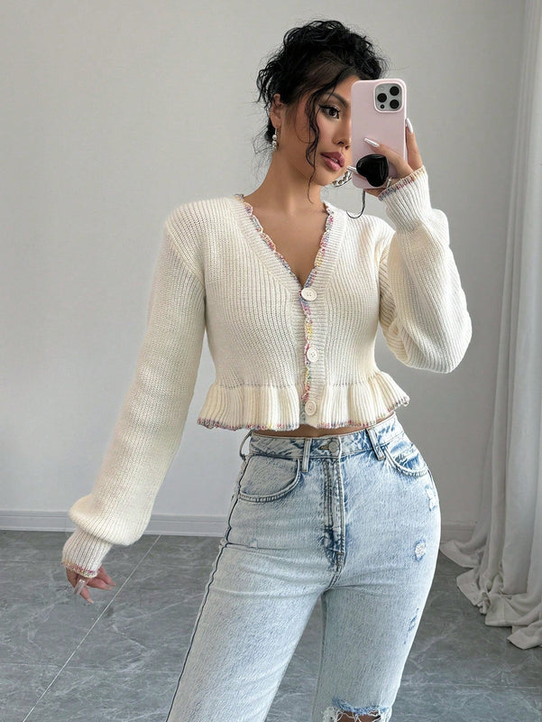 Raffinea blusa casual de manga larga con botones de unicolor, para uso diario