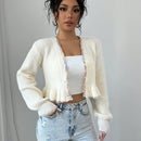 Raffinea blusa casual de manga larga con botones de unicolor, para uso diario