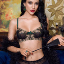 Pinupglam brassiere con encaje, bordado floral y brillo