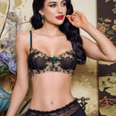 Pinupglam brassiere con encaje, bordado floral y brillo