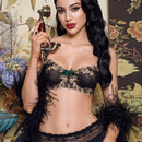 Pinupglam brassiere con encaje, bordado floral y brillo