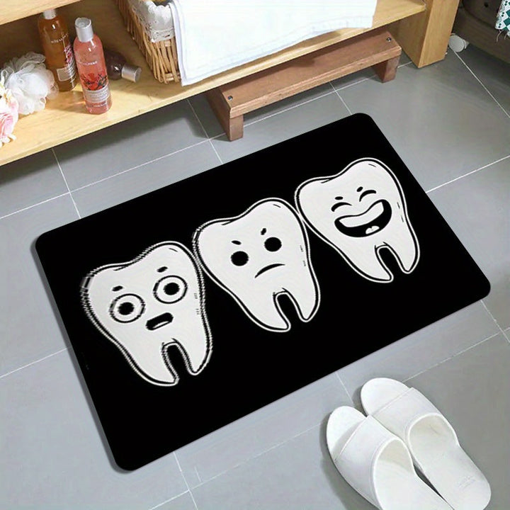 Alfombra de franela con diseño de dientes linda y base antideslizante - Duradera y cómoda, perfecta para decorar sala, dormitorio, cocina y entrada