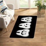 Alfombra de franela con diseño de dientes linda y base antideslizante - Duradera y cómoda, perfecta para decorar sala, dormitorio, cocina y entrada
