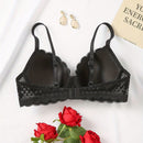 Sujetador comodo y sexy de encaje con volantes y efecto push-up para mujer, ropa interior