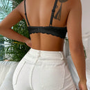 Sujetador comodo y sexy de encaje con volantes y efecto push-up para mujer, ropa interior