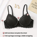 Sujetador comodo y sexy de encaje con volantes y efecto push-up para mujer, ropa interior