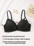 Sujetador comodo y sexy de encaje con volantes y efecto push-up para mujer, ropa interior