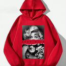 Ezwear sudadera informal tipo streetwear con lema, con corte holgado, estampado negro y rosa, para mujer, otono invierno