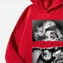 Ezwear sudadera informal tipo streetwear con lema, con corte holgado, estampado negro y rosa, para mujer, otono invierno