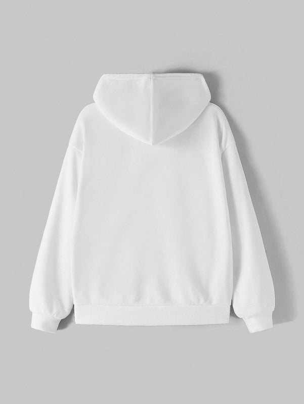 Beetlejuice x  sudadera holgada con capucha, estampado de dibujos animados y letras, hombros caidos, cordon ajustable, para primavera y otono, estilo casual para mujer