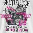 Beetlejuice x  sudadera holgada con capucha, estampado de dibujos animados y letras, hombros caidos, cordon ajustable, para primavera y otono, estilo casual para mujer