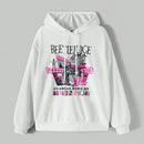 Beetlejuice x  sudadera holgada con capucha, estampado de dibujos animados y letras, hombros caidos, cordon ajustable, para primavera y otono, estilo casual para mujer