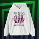 Beetlejuice x  sudadera holgada con capucha, estampado de dibujos animados y letras, hombros caidos, cordon ajustable, para primavera y otono, estilo casual para mujer