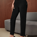 Pantalones de tiro alto de oficina casual con efecto pata de gallo y diseno de patchwork para mujeres