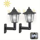 2 piezas Luces solares hexagonales al aire libre LED Sconce Led Lámpara de pared Linterna retro Jardín Decoración Farola solar de calle al aire libre