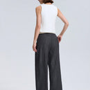 Pantalones de pierna ancha con bolsillo, cintura con cordon y estampado a rayas en color contrastante