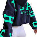 Ezwear sudadera con capucha informal para mujer con estampado de letras, para otono/invierno