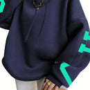 Ezwear sudadera con capucha informal para mujer con estampado de letras, para otono/invierno