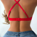 Sujetador con push-up de unicolor y espalda con tirantes cruzados sexy para mujer