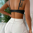 Sujetador comodo y sexy de encaje con volantes y efecto push-up para mujer, ropa interior