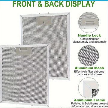 Conjunto de Filtros para Campana Extractora de Cocina 2 piezas/4 piezas - Malla Metálica Duradera con Dimensiones de 320 x 260 mm, Material de Alta Calidad para Mejorar el Flujo de Aire y Capturar Grasa, Instalación Sencilla en Todo Tipo de Estufas