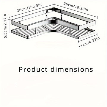 Estante de ducha de esquina de acero inoxidable - Estante triangular de barra plana engrosada sin perforaciones para la organización del baño y la cocina